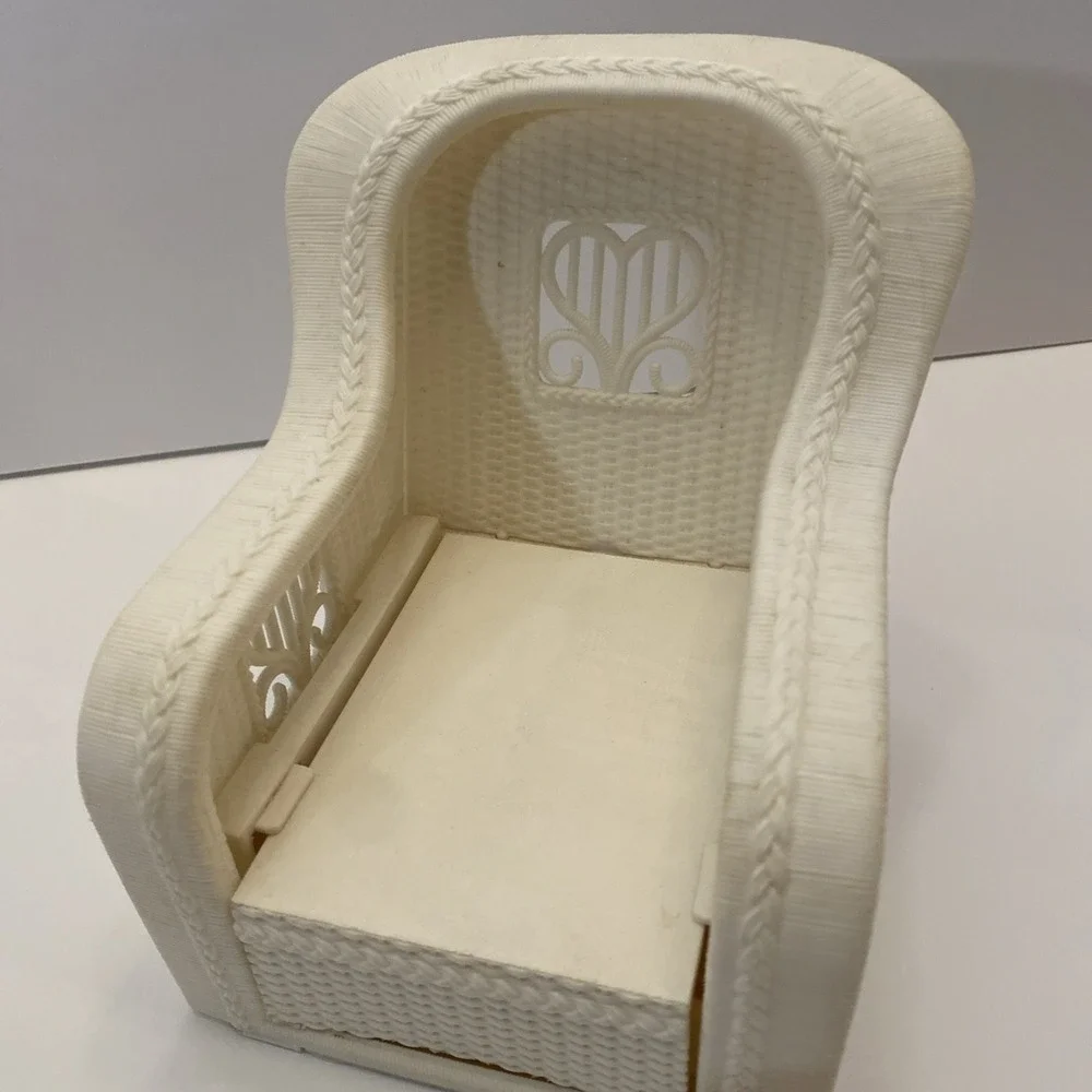 Barbie Dream House Wicker Look Plastic Chair Foot‎ Rest Cushion 80s Vintage 1983